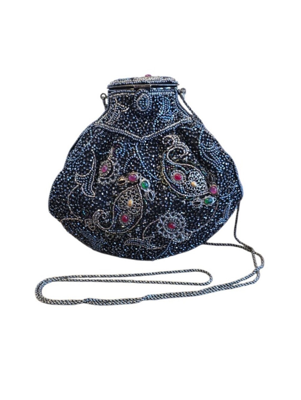 Lumy Hashimoto Vintage Black Hand Beaded Evening Bag